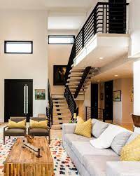 Modern Black Metal And Wood Floating Staircase With Black Railings Modern Staircase Design Staircase Design Modern Staircase