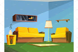 People interested in cartoon living room with tv also searched for. Living Room Interior In Cartoon Style Pre Designed Vector Graphics Creative Market