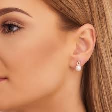 Freshwater Pearl Diamond Earrings 0.06ct Diamond 9K Yellow Gold