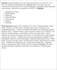 I am submitting my resume for the position of manual tester. Entry Level Qa Tester Templates Myperfectresume