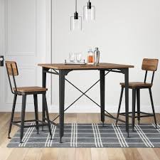 3pc Arundel Metal Base Industrial Pub Set Black Metal And Brown Wood Threshold Pub Table Sets Small Dining Table Pub Set