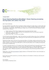 American national bank and the federal reserve bank will be closed in. Https Www Eurexclearing Com Resource Blob 1531516 Acef6715460bfa5fc4ba24273517e962 Data 15 April Eurex Clearing Readiness Newsflash Eurex Clearing Processing During Easter And Labour Day 2019 Pdf