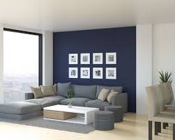 Grey and blue living room with a wall artwork. Dark Blue Living Room Wall Novocom Top