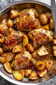 Lift up chicken and cut downward through rib cage and then shoulder joints to separate breast from back (save back for stock). Honey Mustard Chicken Potatoes One Pan Cafe Delites
