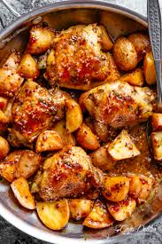 Lift up chicken and cut downward through rib cage and then shoulder joints to separate breast from back (save back for stock). Honey Mustard Chicken Potatoes One Pan Cafe Delites