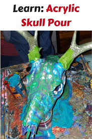 One Bad To The Bone Pour Painted Deer Skulls Acrylic Pouring Art Pouring Painting