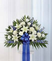 Maybe you would like to learn more about one of these? Blue White Sympathy Standing Basket At From You Flowers