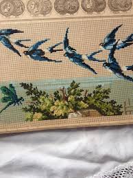 Small Flying Bird Cross Stitch Pattern Antique Berlin Woolwork Pattern Flying Birds Kanavice Nakis Tablolar