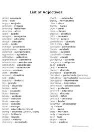 Adjectives In English And In Spanish English Adjectives Learning Spanish Vocabulary Spanish Adjectives