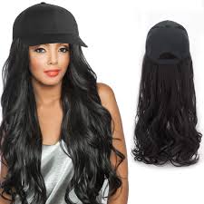Wig manufacturers developed lace front wigs so customers could wear their hair off the face. Amazon Com Long Wavy Wig Hat Baseball Cap With Hair 21 Inches Long Curly Synthetic Hair Extension Attached Adjustable Cap For Black Women Beauty
