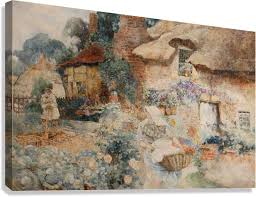 DAVID WOODLOCK 1842 1929 A cottage garden by ASAR STUDIOS Wall Art