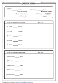 Convert Between Hours And Minutes Free Worksheets