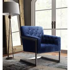 Modern Blue Velvet Brushed Metal Frame Accent Chair Furniture Velvet Dining Chairs Velvet Chair