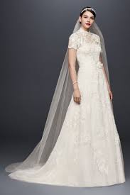 Lace Appliqued A Line Wedding Dress And Topper David S Bridal Gorgeous Wedding Dress Wedding Dress Styles A Line Wedding Dress