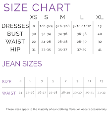 Size Chart Runway Seven