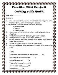 Cooking With Math Multiplying And Dividing Fractions Project Task Cards Math Fractions Dividing Fractions Math Projects