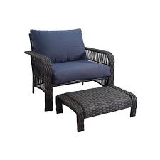 This outdoor lounge sofa set provides you with truly exceptional outdoor seating, great for any outdoor setting: Style Selections Patio Chair And Ottoman Set Black Lowe S Canada