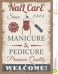 Manicure I Pedicure U Rocznika Barwiony Plakat Ilustracja Wektor