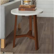 Walker Edison 20 Round Side Table White Marble Pecan Bbf20emstpc Best Buy In 2020 Round Side Table White Round Side Table White Marble Side Table