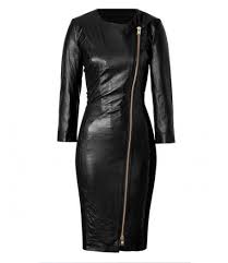 Ashley Roberts Leather Dress Ladies Black Coat Fashion Leather Dresses Leather Dress