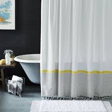 Stripe Border Shower Curtain Fabric Shower Curtains Bathroom Shower Curtains White Shower Curtain