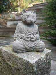 Buddha Cat Meditating Cat Statue Concrete Cats Zen Home And Etsy Cat Buddha Meditating Cat Cat Statue