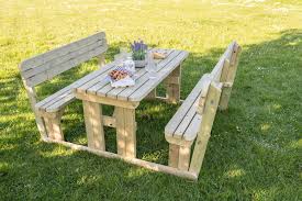 Place the diy garden bench in a shade to enjoy your time relaxing in the garden with great comfort. Picnic Table And Bench Set Wooden Garden Furniture With Back Rest Alders Round Ebay