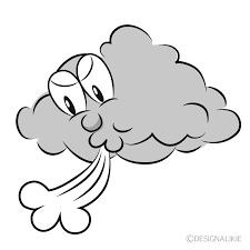 かわいい風を吹く雲のイラスト素材｜IllustCute