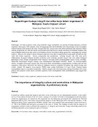 Pdf Kepentingan Budaya Integriti Dan Etika Kerja Dalam Organisasi Di Malaysia Suatu Tinjauan Umum The Importance Of Integrity Culture And Work Ethics In Malaysian Organizations A Preliminary Study Rambo Mr