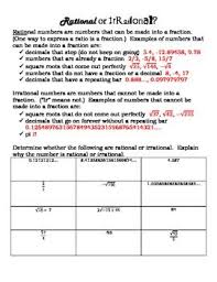 To Help My Students Understand The Difference Between Rational And Irrational I Made A Quick Worksheet That Has The Notes Math 8 Teacher Newsletter Worksheets