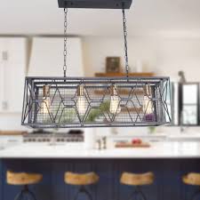 Shop Rectangular Industrial Kitchen Island Lighting 4 Light Farmhouse Hanging Ceiling Light Fixture Overstock 30293321