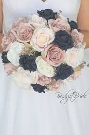 Black And Rose Gold Wedding Dress Rose Gold And Navy Blue Wedding Flower Brides Bouquet Wedding Bridal Bouquets Blue Wedding Flowers Mauve Wedding