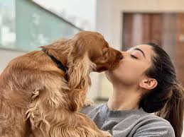 Rashmika Mandanna cuddles with her dog, Aura