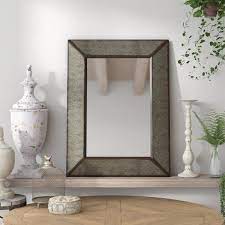 The gold painted rim draws the eye as curved edges soften the shape. August Grove Cato Rectangle Antique Galvanized Metal Accent Mirror Reviews Wayfair