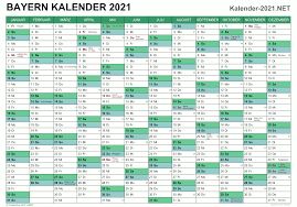 Die kalendervorlagen 2021 (bayern) als pdf zum ausdrucken. Kalender 2021 Bayern
