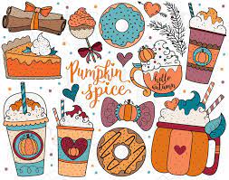 Pumpkin Spice Clipart Images Digital Stamps Autumn Clipart Etsy In 2021 Autumn Stickers Autumn Doodles Fall Wallpaper