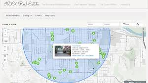 Enter an address, city, or zip code, and a radius, and you will get the radius drawn on the map. Idx Broker Platinum Map Radius