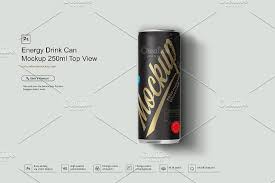 Energy Drink Can Mockup 250ml Energy Drink Can Branding Mockups Energy