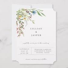 Elegant Wildflower Bouquet Wedding Invitation Zazzle Com Minimalist Wedding Invitations Wildflower Wedding Invitations Modern Wedding Invitations