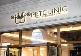 Pet Clinic Logo Sign Mockup Shop Facade Logo Mockups Psd
