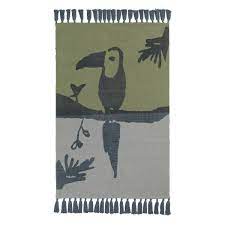 • handgewebter teppich aus 100% baumwollfäden • größe: Nofred Teppich Aus Baumwolle Tukan 100x150 In Grun Kidswoodlove