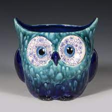 We still have spaces available for pottery painting tomorrow! Blue Owl Planter Owl Pottery Ceramic Owl Ceramic Owl Painted