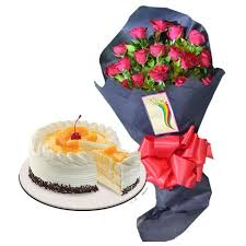 Birthday Cake And Flowers Online Delivery 12 Red Roses With Mango Cake By Red Ribbon To Philippines Mango Cake Cake Valentines Flowers