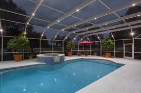 Prep your pool for a party by hanging string lights above, top 8 best led pool light 2020 reviews, hanging lights over pool area backyard lighting backyard, hanging string light refresh your swimming pool cost you, warm white g50 led cafe lights also known as market lights. Pool Cage Screen Enclosure Lighting Nebula Lighting Systems