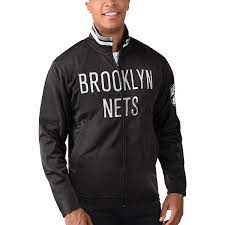 Men S G Iii Sports By Carl Banks Black Brooklyn Nets Dual Threat Tricot Full Zip Track Jacket