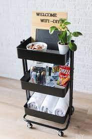 Toiletries Organization Bedroom Styling A Rolling Cart In 3 Different Ways Toiletriesorganizat Guest Room Essentials Guest Room Decor Guest Bedroom Decor