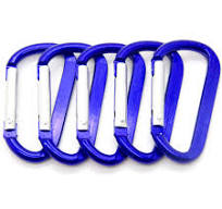 2.25" Blue Color D Shape Spring-loaded Aluminum Carabiner Belt Clip Key Chain - pack of 100 pcs