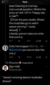 ✨Akire✨ على X: The fact that there are actual cinema awards in Hell and  Porn Studios manages to win the shows fills my brain with plot bunnies. Val  sitting on his chair,