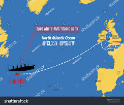 vector map showing place where titanic