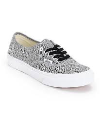 Black And White Vans Shoes For Girls Vans Girls Authentic Slim Black White Geo Print Shoe Vans Girls Vans Authentic Shoes Shoe Print